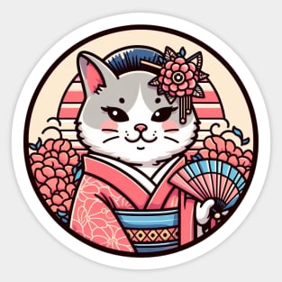 Japanese cat Kimono meow Sticker